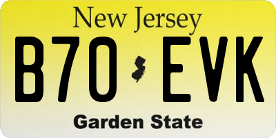 NJ license plate B70EVK