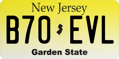 NJ license plate B70EVL