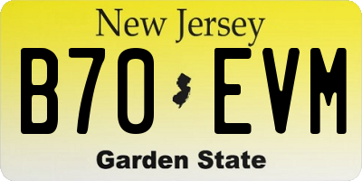 NJ license plate B70EVM