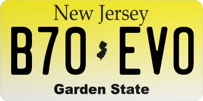 NJ license plate B70EVO