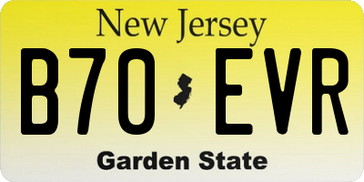 NJ license plate B70EVR