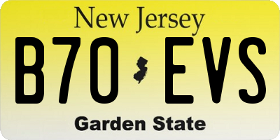 NJ license plate B70EVS