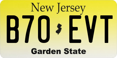 NJ license plate B70EVT