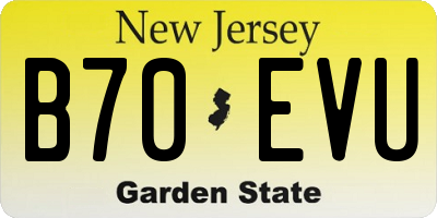 NJ license plate B70EVU