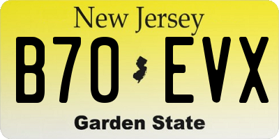 NJ license plate B70EVX