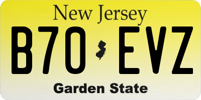 NJ license plate B70EVZ