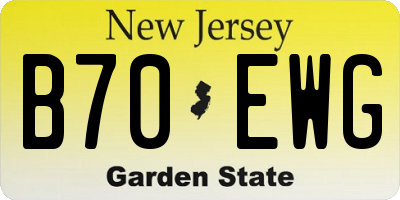 NJ license plate B70EWG