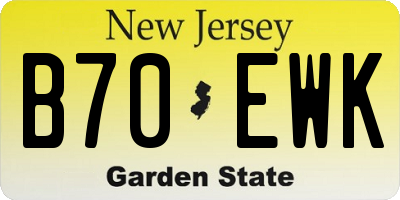 NJ license plate B70EWK