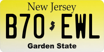 NJ license plate B70EWL