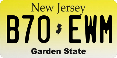 NJ license plate B70EWM