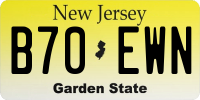 NJ license plate B70EWN