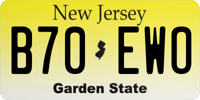 NJ license plate B70EWO