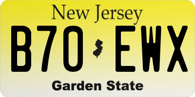 NJ license plate B70EWX