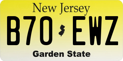 NJ license plate B70EWZ
