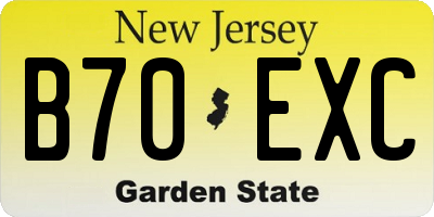 NJ license plate B70EXC