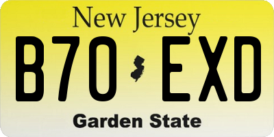NJ license plate B70EXD
