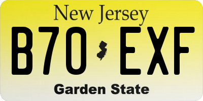 NJ license plate B70EXF