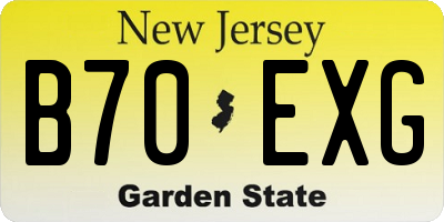 NJ license plate B70EXG