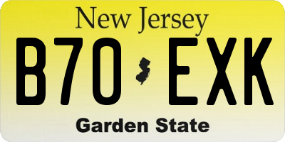 NJ license plate B70EXK