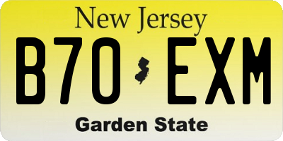 NJ license plate B70EXM