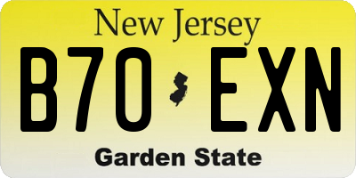NJ license plate B70EXN