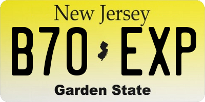 NJ license plate B70EXP