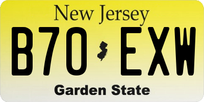 NJ license plate B70EXW