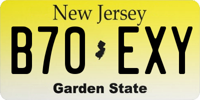 NJ license plate B70EXY