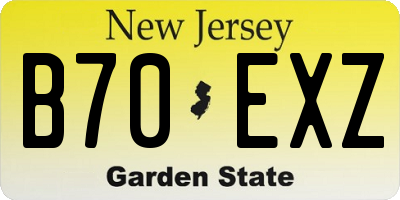 NJ license plate B70EXZ