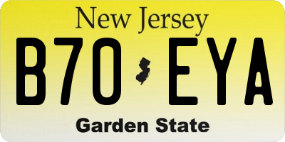 NJ license plate B70EYA