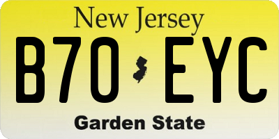 NJ license plate B70EYC