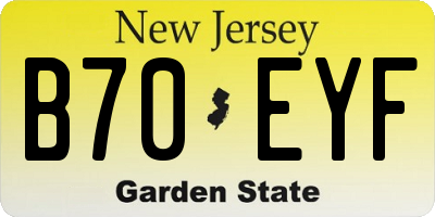 NJ license plate B70EYF