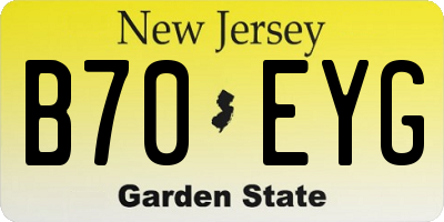 NJ license plate B70EYG