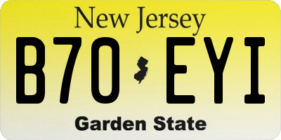 NJ license plate B70EYI