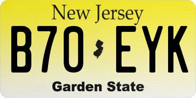 NJ license plate B70EYK