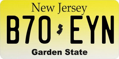 NJ license plate B70EYN