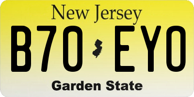 NJ license plate B70EYO
