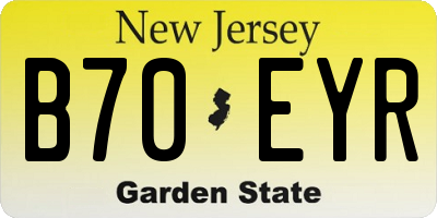 NJ license plate B70EYR