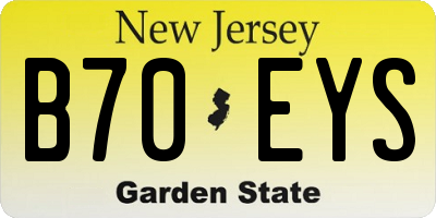 NJ license plate B70EYS