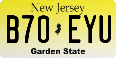 NJ license plate B70EYU