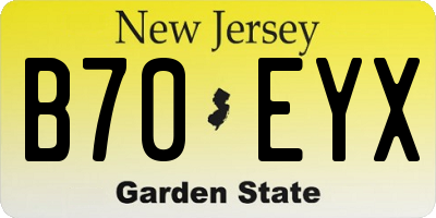 NJ license plate B70EYX