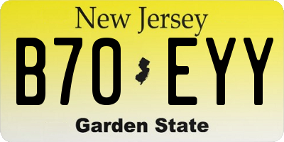 NJ license plate B70EYY