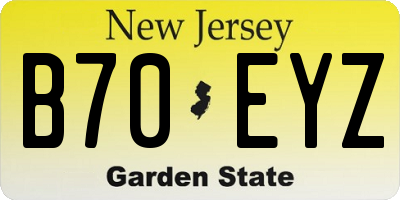 NJ license plate B70EYZ