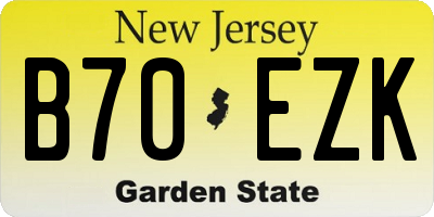NJ license plate B70EZK