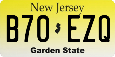 NJ license plate B70EZQ