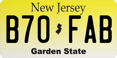 NJ license plate B70FAB