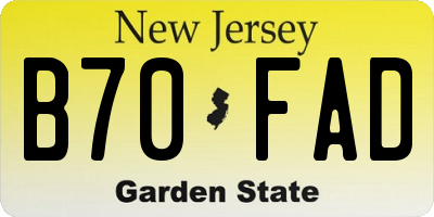 NJ license plate B70FAD