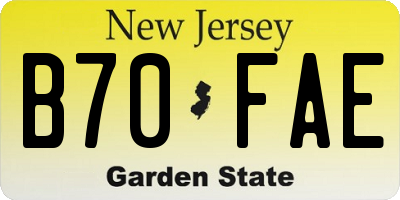 NJ license plate B70FAE