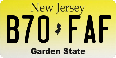 NJ license plate B70FAF