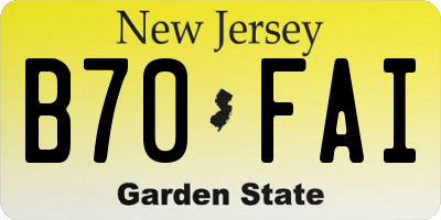 NJ license plate B70FAI
